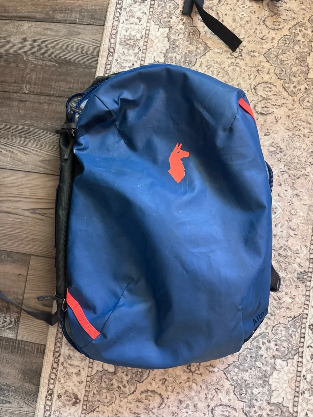 cotopaxi Light Blue Backpack with Red, Orange, Teal & Purple Accents